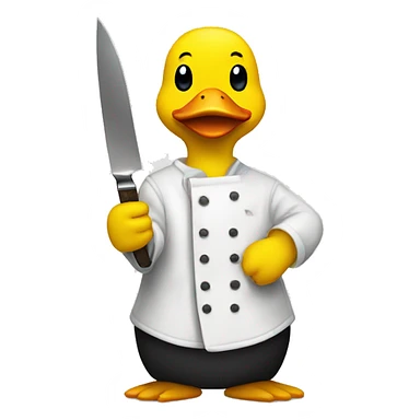 A yellow duck holding a knife sticker