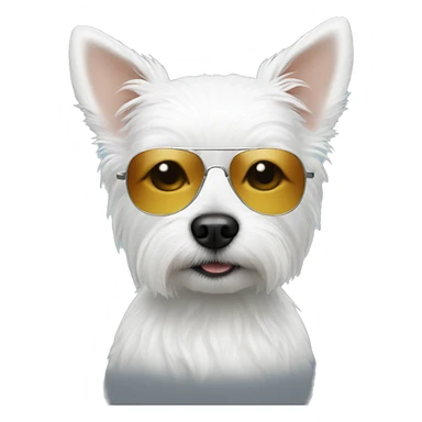 White small dog with sunglasses  sticker