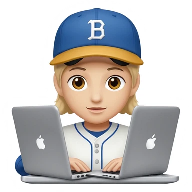 Crea una persona con una gorra y una lapto sticker