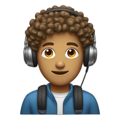 tan guy with curly hair and headphones sticker