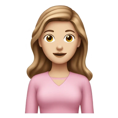 White girl wearing pink and having brown hair  sticker