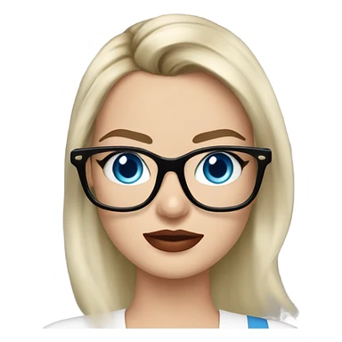 margot robbie with blue eyes, wearing black glasses  sticker