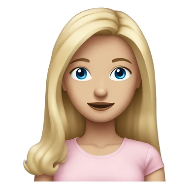 dirty blonde girl with long hair and blue eyes wearing a light pink top sticker