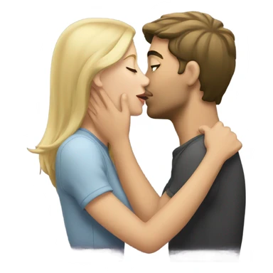 blonde girl kissing brunette man sticker