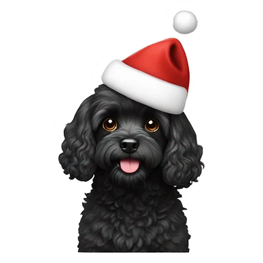 black Cavapoo dog with Santa hat sticker