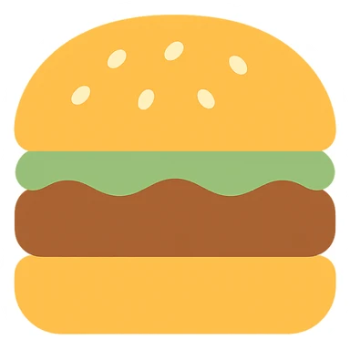 burger icon, flat color icon style, minimal details sticker