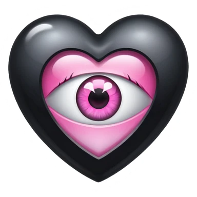 A black heart crystal with a pink eye in the center sticker
