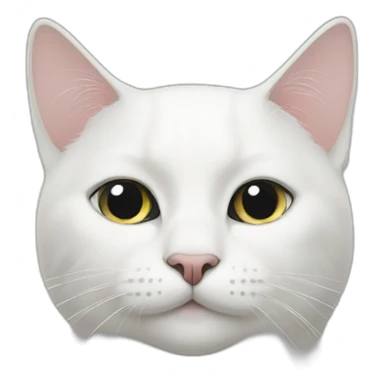 White cat with black nose sticker