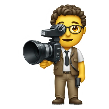 journalist with camera and microphone sticker