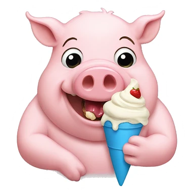 pig eating ice cream sticker