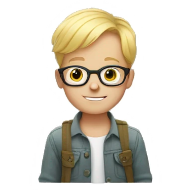 Blonde boy with glasses holding a lot of plants sticker
