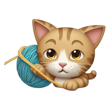 Cat playing with yarn ball sticker