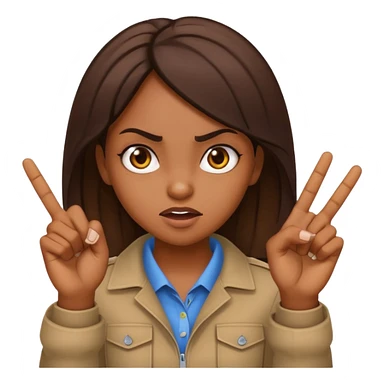 A brown skin girl holding up two middle fingers with a mad expression  sticker