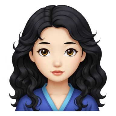 Beautiful girl,Black hair,wavy hair，long hair,Black eyes,Chinese sticker