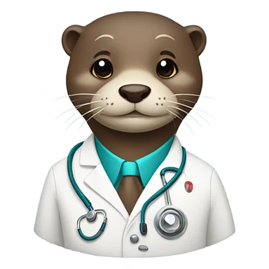 Otter wearing a doctors coat sticker