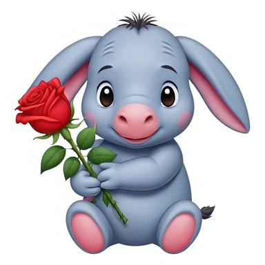 Baby eeyore holding a rose sticker