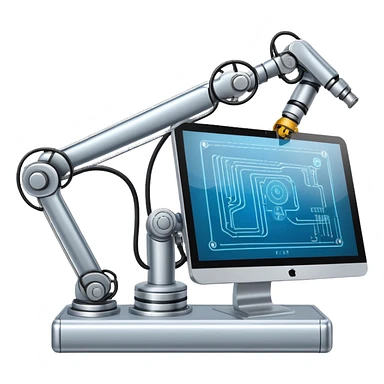 web browser window with circuit lines and a robotic arm, for automation sticker