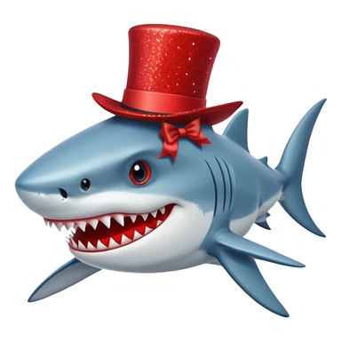 red glitter top hat shark sticker