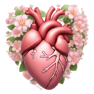 light pink anatomical heart with flower sticker