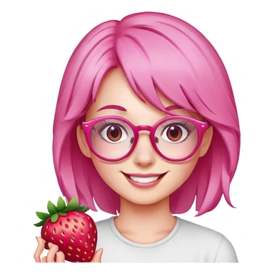 Pink strawberry girl with pink glasses sticker