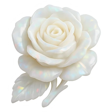 white Opal crystal rose flower, remove background sticker