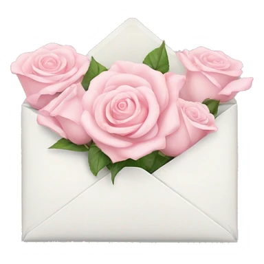 White envelope with light pink roses sticker