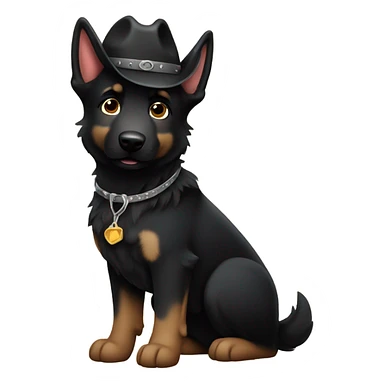All black German shepherd cowboy  sticker