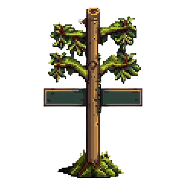 wooden signpost with moss at a crossroads sticker