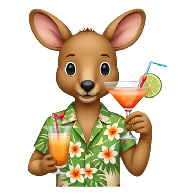 Kangaroo with Hawaii shirt and coctail sticker