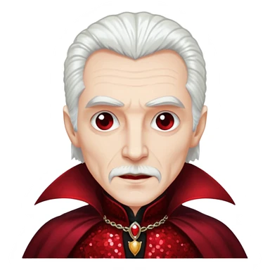 Dracula with white hair, dark red sequin outfit sticker