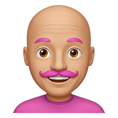 bald man with pink mustache sticker