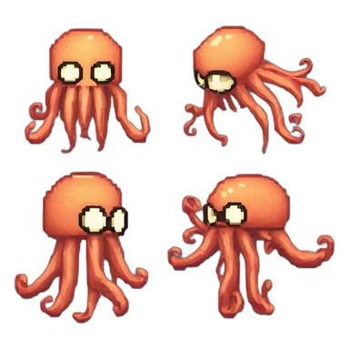 8-bit pixelart of angry human-like squid; Stardew Valley sticker