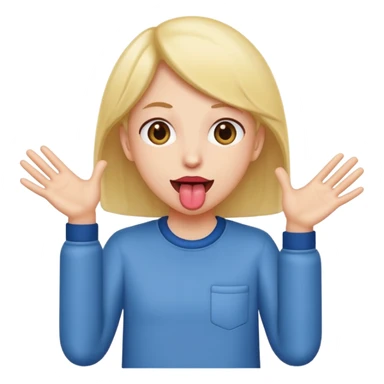 Tounge out with hands to the side sticker