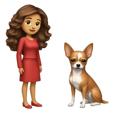 mujer con pelo muy largo rojo y su perro Chihuahua sticker