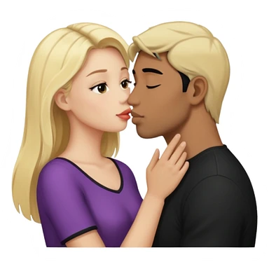 Blonde girl kissing black hair man sticker