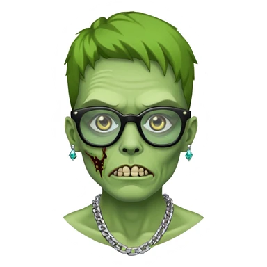 Zombie verde con lentes negros y cadena de diamantes  sticker