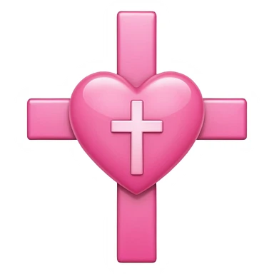 Heart infront of cross, pink sticker
