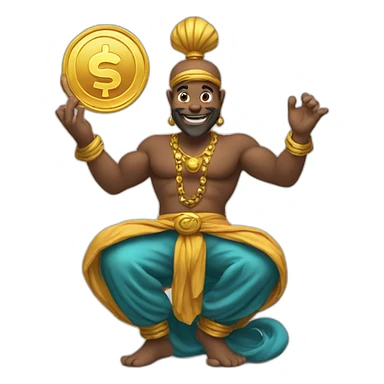 genie holding the big coin sticker