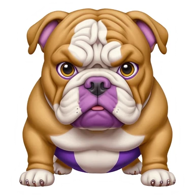 Purple and gold English bulldog sticker