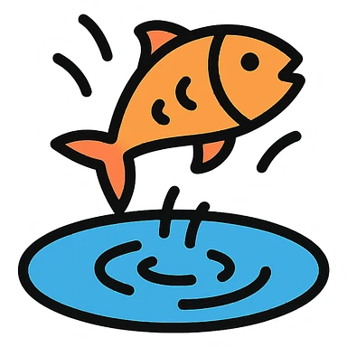 a fish jumping out of a pond sticker
