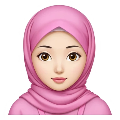 beautiful Asian girl, white skin, wearing a pink hijab sticker