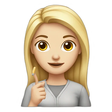 white girl with a pointer sticker