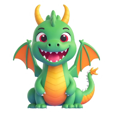 face of a cute fitness dragon coach, 3D emoji style, playful expression, winking sticker