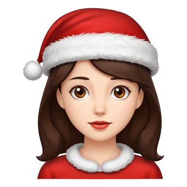 brunette woman with wearing Santa sticker