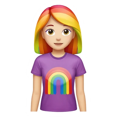 woman with rainbow coloref t shirt sticker