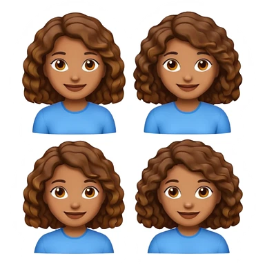 Emojis de uma mulher parda, com cabelo ondulado de várias formas sticker