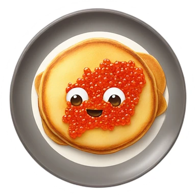 Pancake with big red caviar sticker