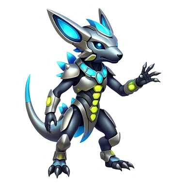 modern colorful neon-colored Fakémon-Protogen-creature (full body) sticker