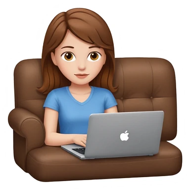 A white girl is lying on a sofa with a laptop sticker