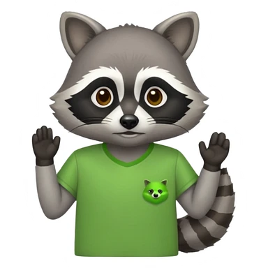 Raccoon wearing a green Duolingo shirt sticker